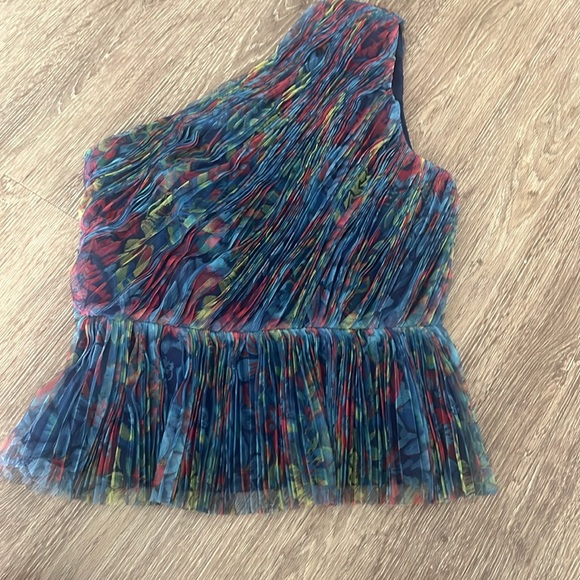 Hutch Lia One shoulder top peplum pleated multicolor size XS NWT - Picture 5 of 10